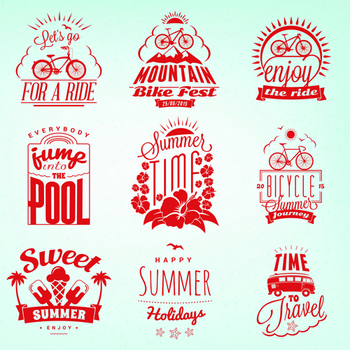 Summer holidays logos creative vector material 03 summer material logos holidays   