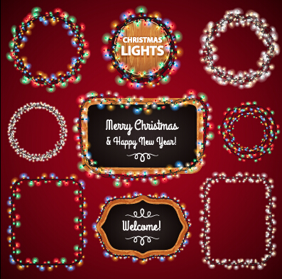 Christmas with new year light framework vector 04 new year light framework christmas   