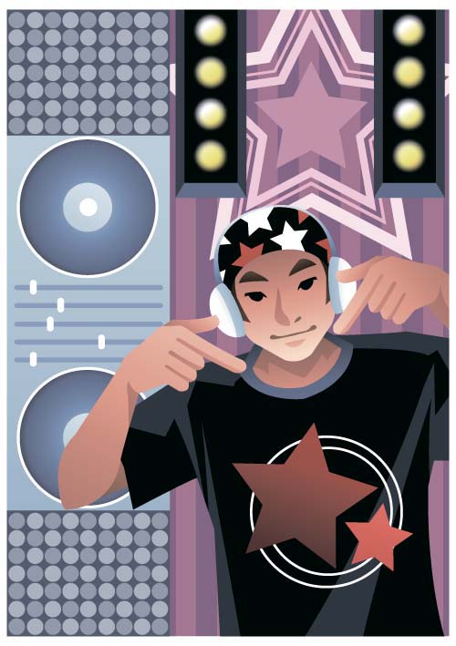 Funny music DJ vector illustration 05 music illustration funny   