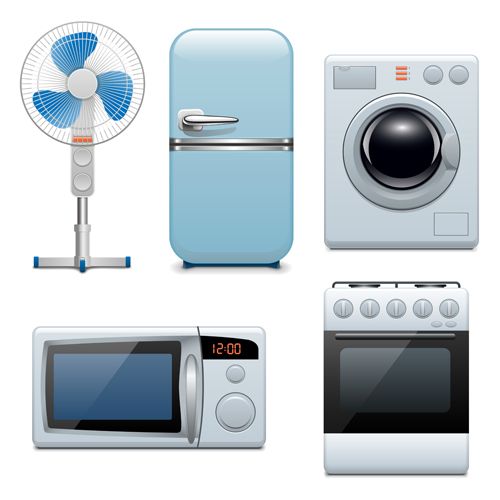 Realistic household appliances vector illustration 04 realistic illustration household appliances   