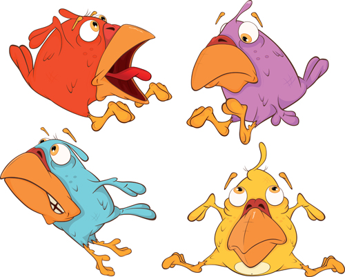 Amusing cartoon birds vector design 01 cartoon birds Amusing   