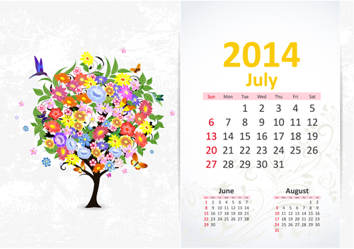 July 2014 Calendar vector July calendar 2014   