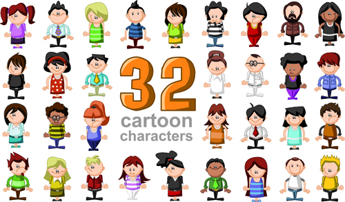 Cartoon funny people elements vector set 02 people funny elements element cartoon   