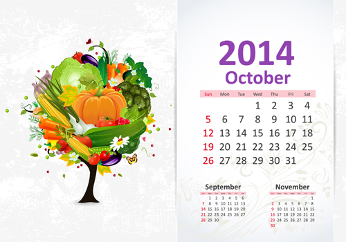 October 2014 Calendar vector October calendar 2014   