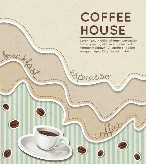 Wave coffee house background vector material 03 wave vector material house Coffee house coffee background vector background   