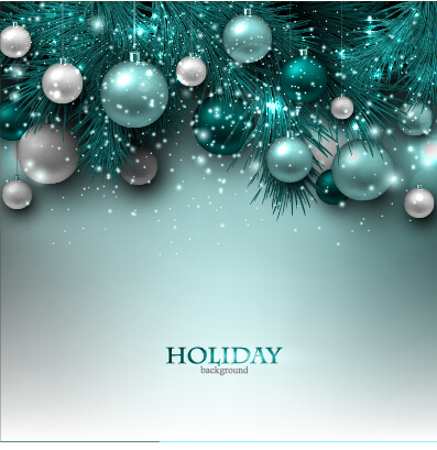 Christmas baubles with shiny holiday background vector 02 shiny holiday christmas baubles background   