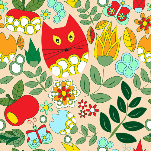 Cartoon cute cat seamless pattern vectors 01 seamless pattern cat cartoon   