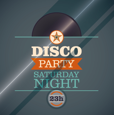 Vintage disco party poster flyer design vector 02 vintage poster party disco design   