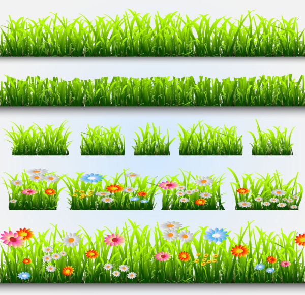 Grass and Flowers Decoration elements vector 04 grass flowers flower elements element   