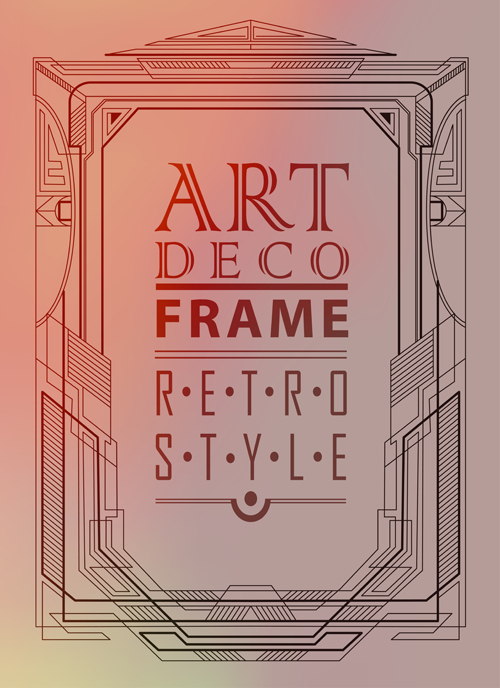 Retro styles art deco frames vector material 05 styles Retro font material frames deco   