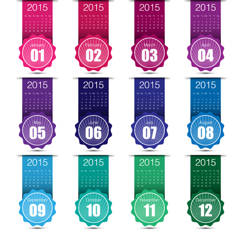 Creative labels 2015 calendar design vector labels creative calendar 2015   