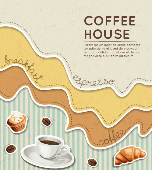 Wave coffee house background vector material 05 wave vector material house Coffee house coffee background vector background   