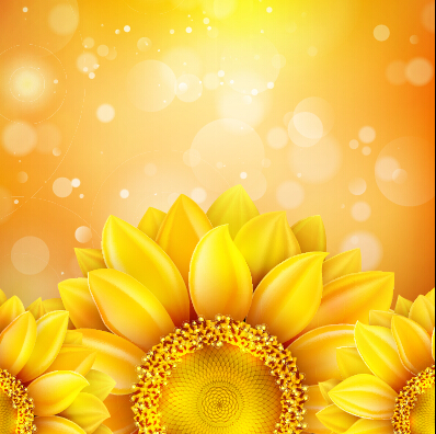 Beautiful sunflowers golden background set vector 02 sunflower flowers beautiful background   