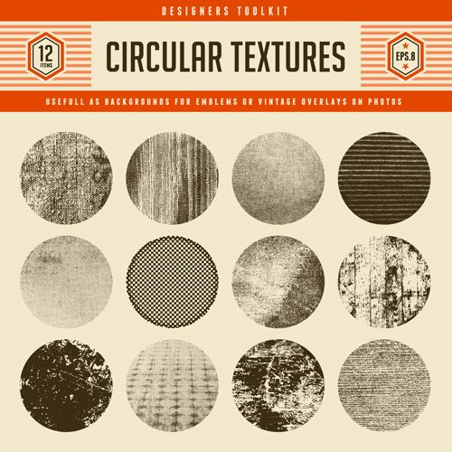 12 kind circular textures grunge vector textures grunge circular   