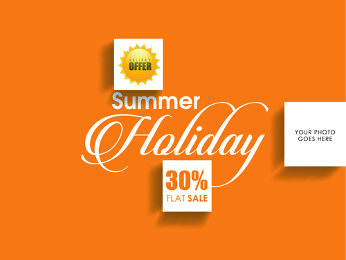 Orange styles summer holiday vector poster 05 summer poster orange holiday   