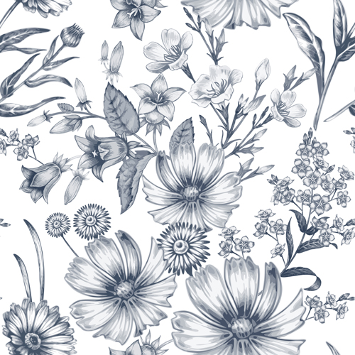 Sketch flowers art pattern seamless vector 05 sketch seamless pattern flowers   