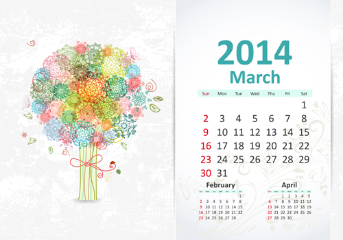 March 2014 Calendar vector March calendar 2014   