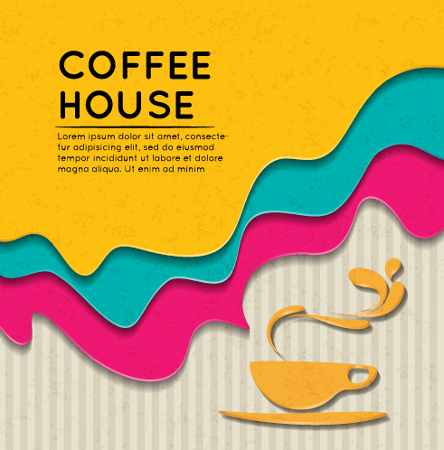 Wave coffee house background vector material 04 wave vector material house Coffee house coffee background vector background   