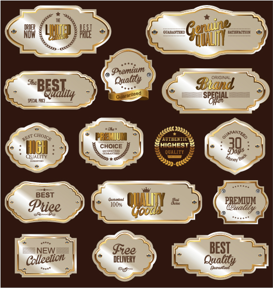 Ornate premium quality badge with labels vectors quality premium ornate labels badge   