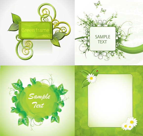 Green plants decorative frame vector plants green frame decorative   