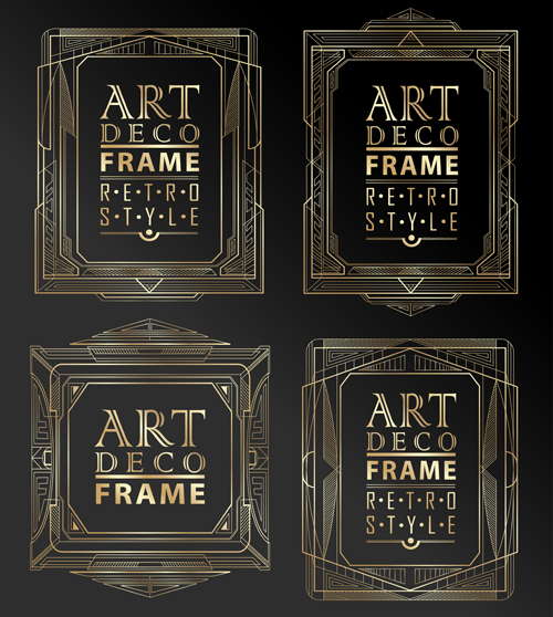 Retro styles art deco frames vector material 04 styles Retro font material frames deco   