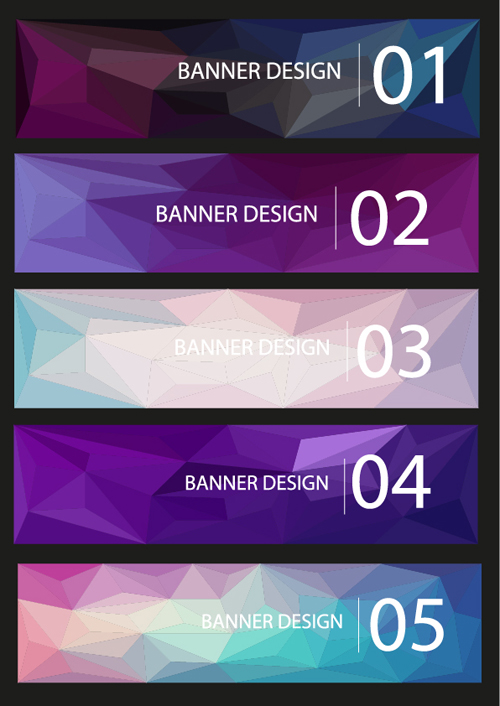 Geometric shapes numbered banners vector material 03 numbered Geometric Shapes banner   