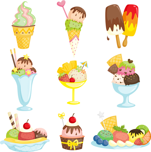 Summer delicious ice cream set vector 01 summer ice cream Delicious ice cream   