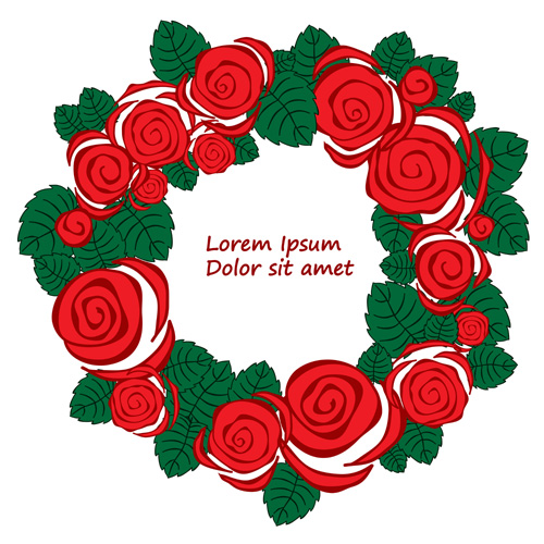 Beautiful rose wreath 01 vector wreath rose beautiful   