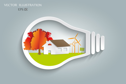 Bulb with Eco business illustration vector 03 eco business bulb   