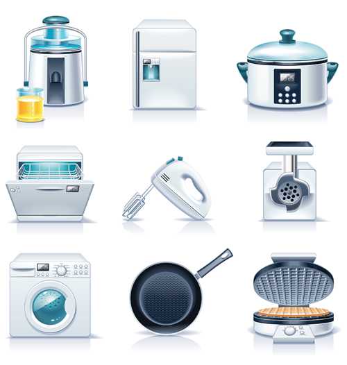 Realistic household appliances vector illustration 05 realistic illustration household appliances   