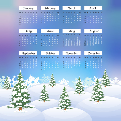 2016 calendar with winter landscape vector 03 winter landscape calendar 2016   