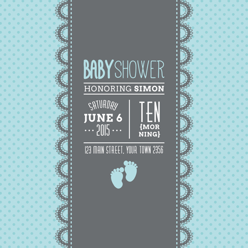 Retro baby shower cards 07 vector   