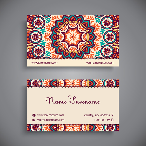 Ethnic pattern with business cards vector 01 pattern ethnic cards business   