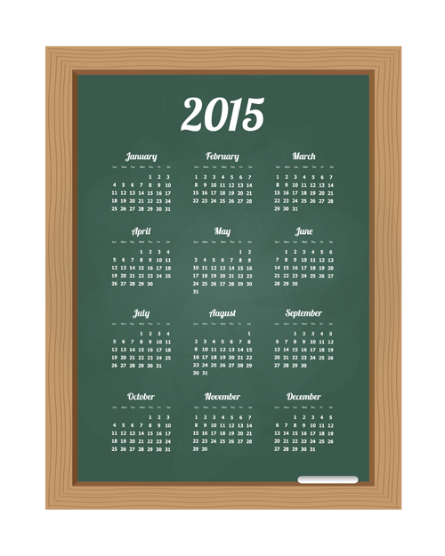 Chalkboard style 2015 calendar vector graphics chalkboard calendar 2015   