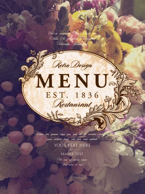 Vintage restaurant menu cover with flower blurs background vector 03 vintage restaurant flower cover background Vintage restaurant menu cover with flower blurs background vector 03 vintage restaurant flower cover background
