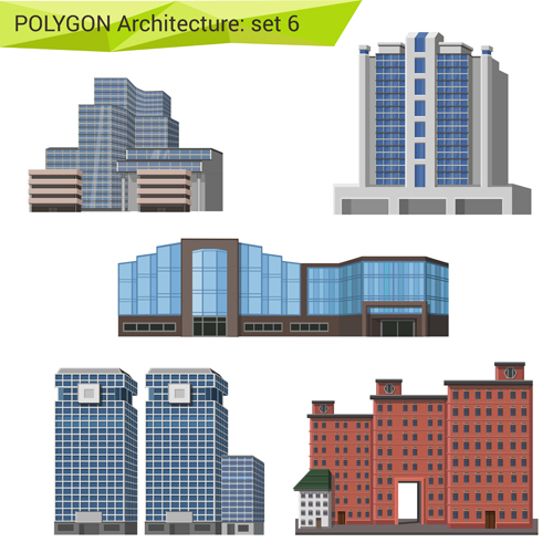 Polygonal architecture design vector set 06 polygonal architecture   