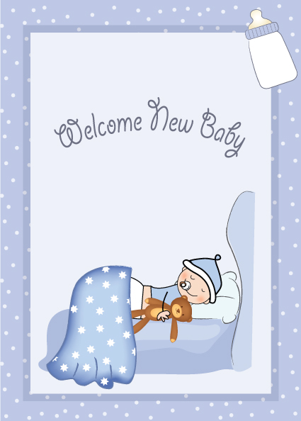 Cute Baby style postcard design vector 04 postcard cute card baby   