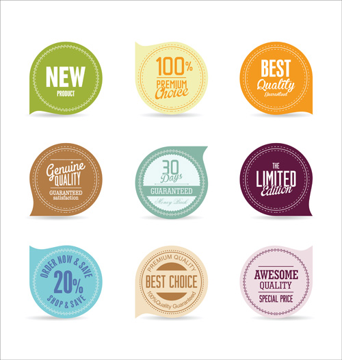 Vector retro badges design set 05 Retro font badges   