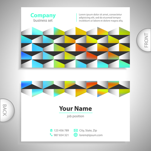 Excellent business cards front back template vector 02 front Excellent cards business cards business back   