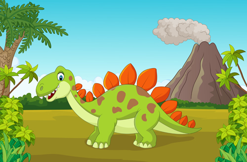 Cartoon dinosaurs with natural landscape vector 09 natural landscape dinosaurs cartoon   