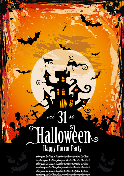 Halloween horror party poster vector 01 poster horror halloween   