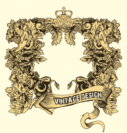 Ornate retro frame vector Retro font photo   