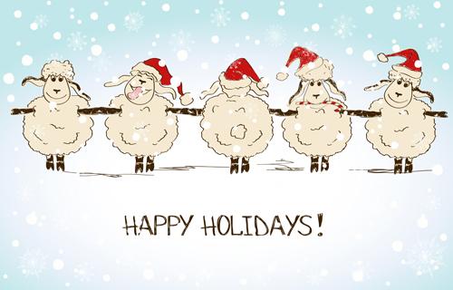 2015 new year with christmas and funny sheep vector 07 sheep new year christmas 2015   