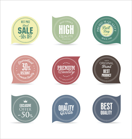 Vector retro badges design set 04 Retro font badges   