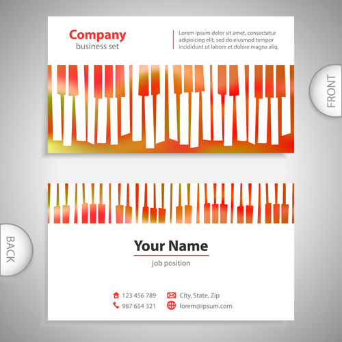 Excellent business cards front back template vector 06 front Excellent business cards business   