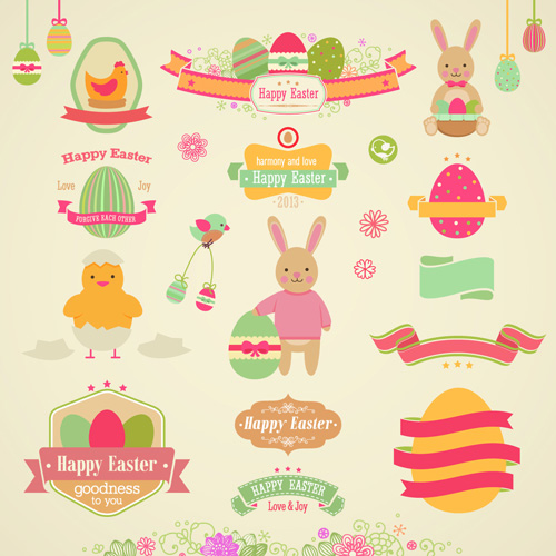 Vintage Easter Elements vector 01 vintage vector elements element   