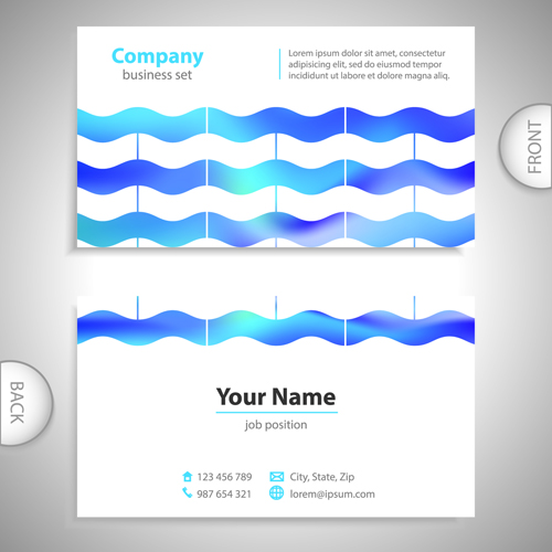Excellent business cards front back template vector 03 front Excellent business cards business back   