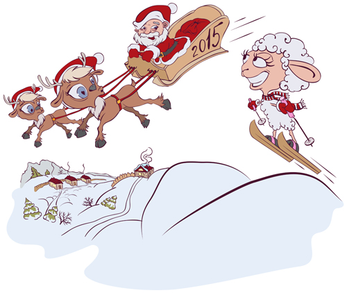 2015 new year with christmas and funny sheep vector 08 sheep new year funny christmas 2015   