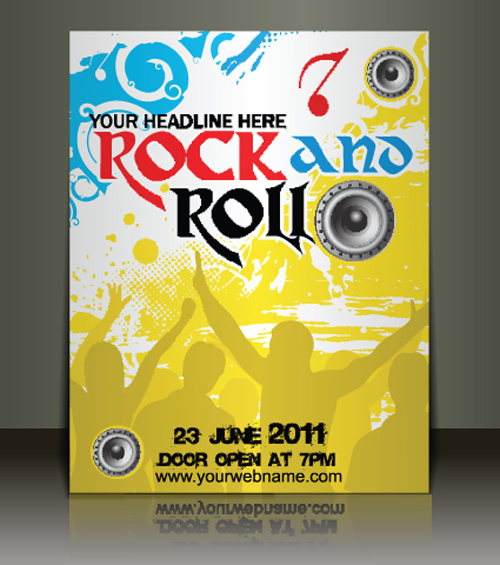 Creative Music flyer Rock and Roll design vector 01 music flyer creative   