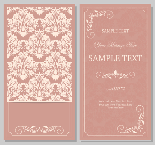 Vintag pink invitation cards with floral vector 05 pink invitation cards invitation floral cards   